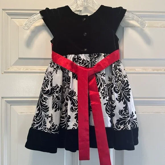 Jona Michelle Girls Party Dress Print Black/White/Red  Size 2T - Picture 3 of 8